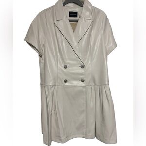 Dolce Cabo Women’s Cream Double-Breasted Vegan Leather Peplum Mini Dress XL NWT
